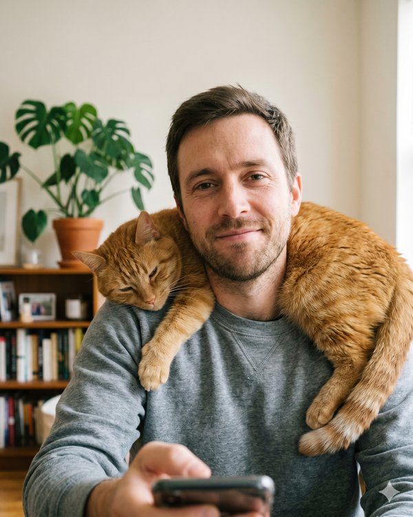 Derek with his cat